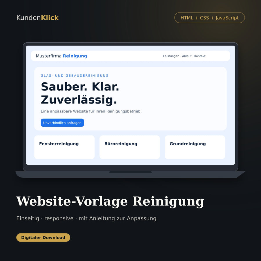 KundenKlick – anpassbare HTML-Website-Vorlage für Reinigungsfirmen